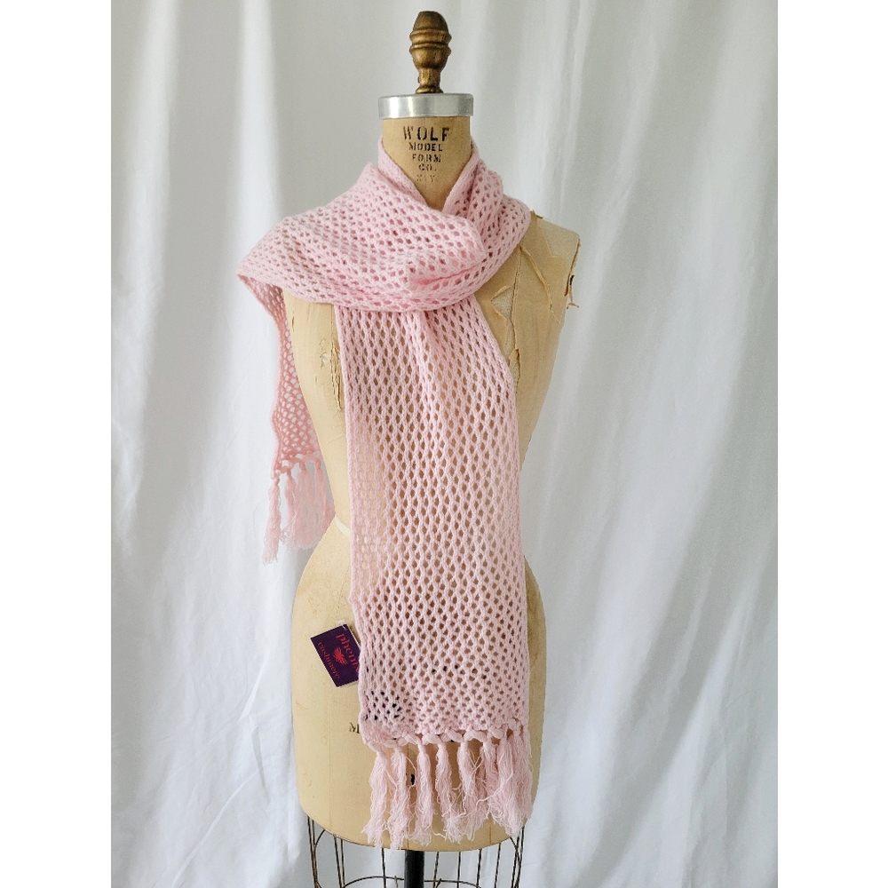 Phenix Cashmere Pink Knit Scarf NWT